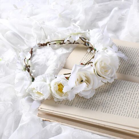 Purple Flower Hippie Headpiece Forest Vines Crown Boho Floral Headband for Women Girls Fairy Bohemian Cosplay Wedding Bridal Shower Renaissance Fair Proms Bachelor Party in Kuwait