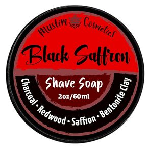 Charcoal Shave soap - Redwood & Saffron - Mens Natural solid shaving cream - Moisturizing/Leaves skin soft // Made in Canada - Muslim Cosmetics - Black Saffron (2oz TIN)