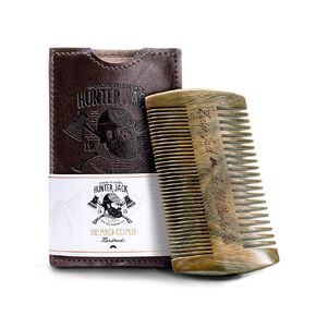 Sandalwood Handmade Beard Comb for Men - Premium Wooden Comb - Pocket Wood Comb in PU Leather Case