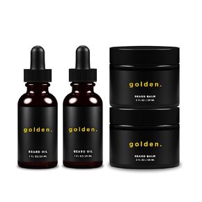 Golden Grooming Co. Beard Oil & Beard Balm Bundle for Men - Natural & Organic Beard Growth Kit - Tame, Style, Soften, and Moisturize Beard & Mustache - Infused with Shea Butter - 2 Piece Set