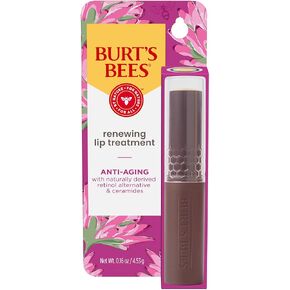 Burt's Bees Overnight Intensive Lip Treatment, 0.25 oz - Moisturizing, Restorative, Reduces Fine Lines, Vitamin E, Ceramides Oils, Leaping Bunny Certified, Compact Jar