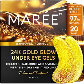 MAREE Eye Gels - Under Eye Patches for Puffy Eyes and Dark Circles with Natural Marine Collagen & Hyaluronic Acid - Anti-Aging Masks for Face to Soothe Puffiness - Undereye Mask Patches