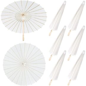 Aodaer 24 Pack Paper Umbrellas Chinese Japanese Parasol 33 Inches Paper Decorative Oiled Paper Umbrella DIY Painting Crafts for Wedding Bridal Party Decor Photography Props, 8 Colors