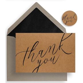 Thank You Cards with Envelopes - Luxury 120 Pack, Gold-Foil-Stamped Interiors & Matching Stickers – Over 64 Unique Combinations, Ideal for Business, Wedding, Graduation, Bridal & Baby