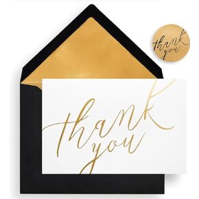 Thank You Cards with Envelopes - Luxury 120 Pack, Gold-Foil-Stamped Interiors & Matching Stickers – Over 64 Unique Combinations, Ideal for Business, Wedding, Graduation, Bridal & Baby