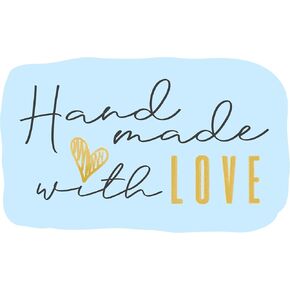 300 Handmade with Love Stickers in Sheets | 1.75" x 2.75" Special Cut Size | Typical Shape Design with Gold Foil and Light Peach Background | Highly Recommended for Small Business Owners (1 Pack)