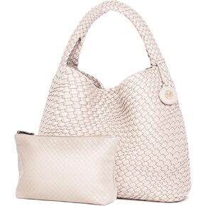 PS PETITE SIMONE Large Woven Tote Bag for Women Woven Purse Leather Handbags Braided Purse Weave Purse with Top Handle