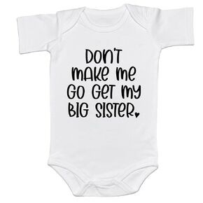 Don't Make Me Go Get My Big Sister/Brother Bodysuit Cute Retro New Baby Shower Gift Infant Pregnancy Announcement (0-6 Months, Brother-Short Sleeve Romper)