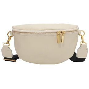Leather Fanny Pack Crossbody Bags for Women Trendy Sling Bag for Women Small Crossbody Bags for Women Vacation Essentials Handbags Crossbody Purse Belt Bag Travel Backpack (Ivory)