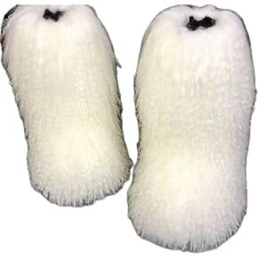 MSD-1 Woman's Tibetan Fur Boot With Real Mongolian Hairy Furry Sheepskin Shearling Lamb Skin Snow Boots Long Curly Hair Shoes For Young Lady Girls Outside Ski Fluffy Footwear Christmas Gifts Mid-Half Short Booties All Over Fur (9, White)