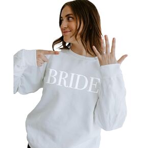 Bride Sweatshirt, Engagement gift, Future Mrs Sweatshirt, Bride to be Gift, Embossed Bachelorette Gift, New Mrs, Fiancee Gift, Newly Engaged (M, White)