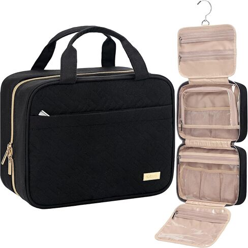 NISHEL Travel Toiletry Bag for women, Portable Hanging Organizer for Travel-Sized Shampoo, Conditioner, Brushes Set, makeup Accessories, Medium Size, Pink in Saudi Arabia