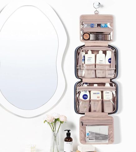 حقيبة أدوات الزينة للمسافح Nishel للنساء ، منظم معلق محمول للشامبو بحجم السفر ، والبلسم ، ومجموعة الفرش ، وملحقات المكياج ، والحجم المتوسط ​​، والوردي in Kuwait