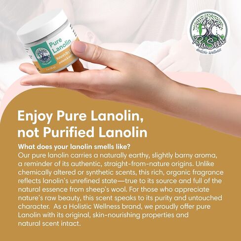100% Pure Lanolin Cream - Handmade, Unrefined Balm for Dry & Itchy Skin, Cracked Lips, Breastfeeding, Baby Care, Moisture-Rich, Nursing Essentials & Petroleum-Free, Perfect for Hands, Face & Paw Care in Saudi Arabia
