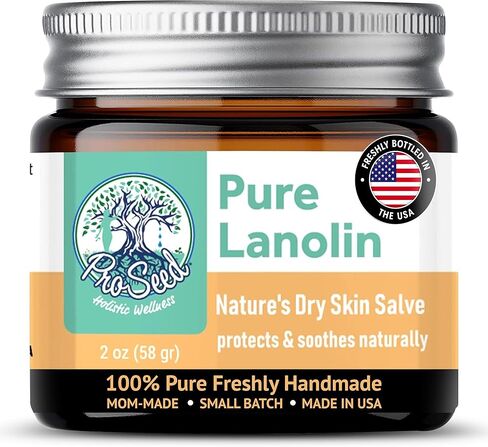 100% Pure Lanolin Cream - Handmade, Unrefined Balm for Dry & Itchy Skin, Cracked Lips, Breastfeeding, Baby Care, Moisture-Rich, Nursing Essentials & Petroleum-Free, Perfect for Hands, Face & Paw Care in Saudi Arabia