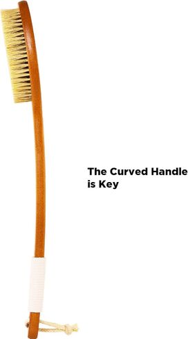 ICANdOIT-17.71Inch Natural Boar Bristles Anti-Slip Curved Long Handle Bath Brush,Bent Handle Shower Scrubber for Exfoliating,Shower Back Brush in Saudi Arabia