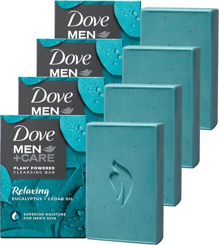 Dove Men + Care Plant-Plant-Plant Pression Bar Soap الذي يقوم بتنشيط زيت الجير + الأفوكادو لتنظيف وترطيب Sken Skin 4-in-1 بار لجسم الرجال والشعر والوجه والحلق. 5 أوقية ، 4 عدد in Saudi Arabia
