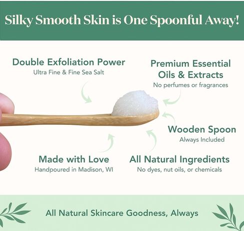 Baranics Buranics Bergamot Mint Body Scrub 24oz | صنع في ماديسون ، WI | جميع مقشرات ملح البحر الطبيعي مع مرطبات محبة للبشرة | نباتي وخالية من القسوة | هدية جاهزة التعبئة والتغليف مع ملعقة خشبية لطيفة in Kuwait