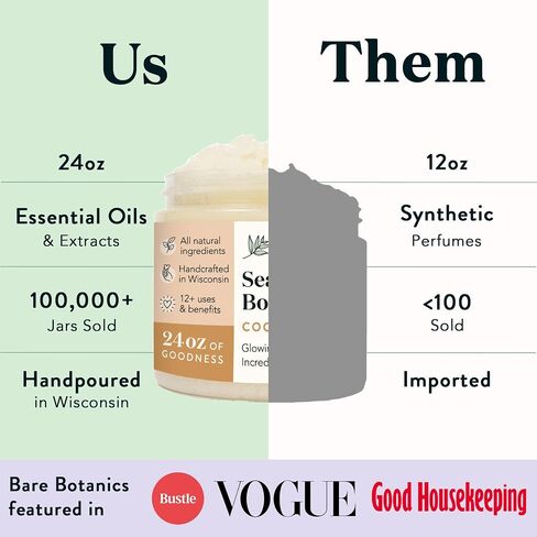 Baranics Buranics Bergamot Mint Body Scrub 24oz | صنع في ماديسون ، WI | جميع مقشرات ملح البحر الطبيعي مع مرطبات محبة للبشرة | نباتي وخالية من القسوة | هدية جاهزة التعبئة والتغليف مع ملعقة خشبية لطيفة in Kuwait