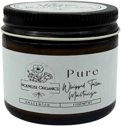 Nouvelise Organics: Essence Essence المصنوعة يدويًا مرطبًا الشحم - 100 ٪ من الشحم يتغذى على العشب ، وزيت الجوجوبا العضوي ، والزيوت العطرية للوردية العضوية والزيت العطري Neroli العضوي | الجسم كله ووجه | لجميع أنواع البشرة | معطر - برتقالي حلو (1.7 أوقية) in Kuwait
