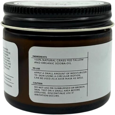 Nouvelise Organics: Essence Essence المصنوعة يدويًا مرطبًا الشحم - 100 ٪ من الشحم يتغذى على العشب ، وزيت الجوجوبا العضوي ، والزيوت العطرية للوردية العضوية والزيت العطري Neroli العضوي | الجسم كله ووجه | لجميع أنواع البشرة | معطر - برتقالي حلو (1.7 أوقية) in Kuwait