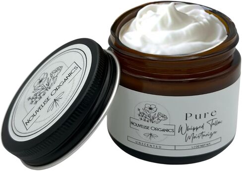 Nouvelise Organics: Essence Essence المصنوعة يدويًا مرطبًا الشحم - 100 ٪ من الشحم يتغذى على العشب ، وزيت الجوجوبا العضوي ، والزيوت العطرية للوردية العضوية والزيت العطري Neroli العضوي | الجسم كله ووجه | لجميع أنواع البشرة | معطر - برتقالي حلو (1.7 أوقية) in Kuwait