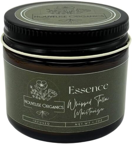 Nouvelise Organics: Essence Essence المصنوعة يدويًا مرطبًا الشحم - 100 ٪ من الشحم يتغذى على العشب ، وزيت الجوجوبا العضوي ، والزيوت العطرية للوردية العضوية والزيت العطري Neroli العضوي | الجسم كله ووجه | لجميع أنواع البشرة | معطر - برتقالي حلو (1.7 أوقية) in Kuwait