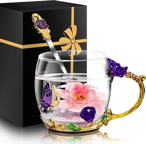 Women Glass Tea Coffee Pretty Cup Set Cute Mug You Are My Sunshine Sunflower Chaos Coordinator Friendship Thank you Appreciation Gratitude Secretary Doctor Artist Assistant Handmade Aesthetic Gifts in Saudi Arabia