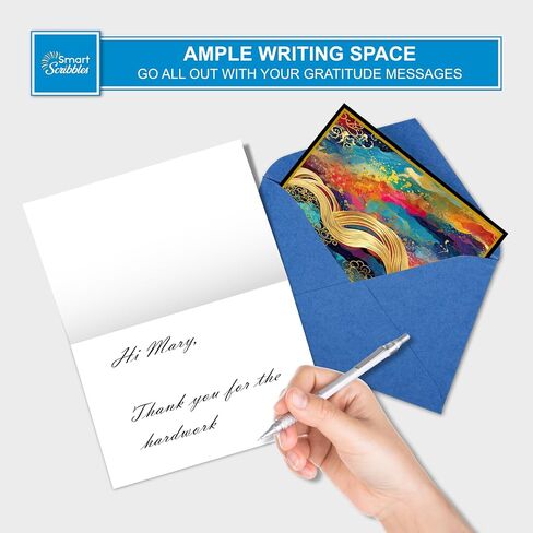 smart scribbles Rainbow Agate Blank Note Cards Set, 24 Cards with Envelopes, 4x6 Inches, Gold Foil Border, Thank You Cards with Seals in Saudi Arabia