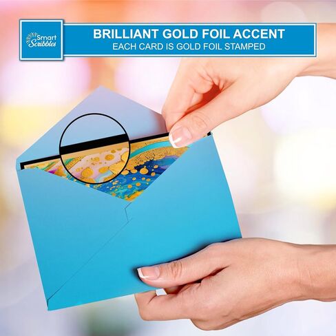 smart scribbles Rainbow Agate Blank Note Cards Set, 24 Cards with Envelopes, 4x6 Inches, Gold Foil Border, Thank You Cards with Seals in Saudi Arabia