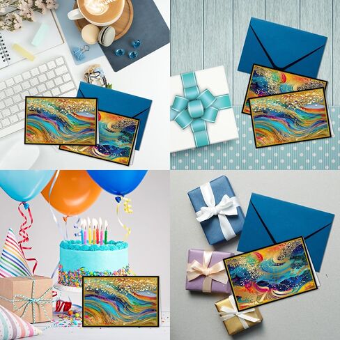 smart scribbles Rainbow Agate Blank Note Cards Set, 24 Cards with Envelopes, 4x6 Inches, Gold Foil Border, Thank You Cards with Seals in Saudi Arabia