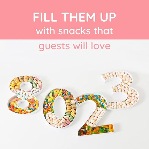 Soul & Lane Fillable Cardboard Number Charcuterie Board Box, Large Paper Mache Numbers Shaped Cutout for Food, White Hollow Gift Tray for Birthday and Party Decor, Number 1 in Saudi Arabia