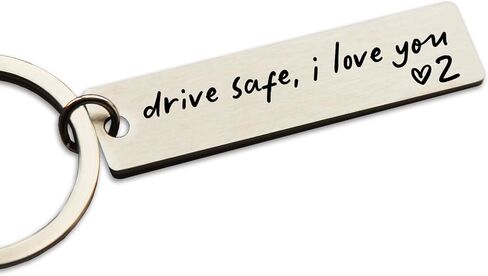 Key Chain Drive Safe I Love You Engraved Initial Personalized Gift for Husband Boyfriend Stainless Steel Keychain Gift Car Accessories New Drive Gift Brother Valentine's Gifts (A) in Kuwait
