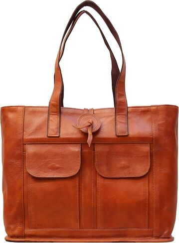PASCADO Large Vintage leather everyday shopper tote bag for women | brown carryall purse in Saudi Arabia