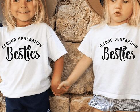 Toddler Baby Girl Boy Besties Second Generation Letter Print Shirt Best Friend Outfits BFF T-Shirt for Mom and Baby (6-12 Months, Second Generation-Romper) in Saudi Arabia