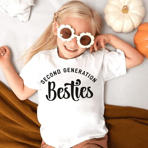 Toddler Baby Girl Boy Besties Second Generation Letter Print Shirt Best Friend Outfits BFF T-Shirt for Mom and Baby (6-12 Months, Second Generation-Romper) in Saudi Arabia
