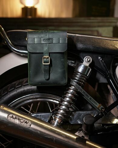 Trip Machine Company Genuine Leather Handcrafted Vintage WWII-Inspired Motorcycle Leather Sling Bag - Quick Release Mount, Heavy-Duty 2.2mm Genuine Leather, Waterproof Cover Included, Universal Fit 1.9L Capacity (Cognac) in Saudi Arabia