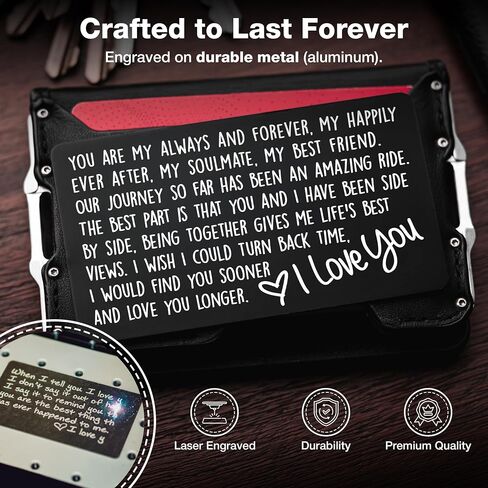 I Love You Card for Him Her | Engraved Aluminum Wallet Insert – “I Choose You" Gift for My Husband or Boyfriend, Perfect for Long Distance, Valentines, and Anniversaries in Kuwait