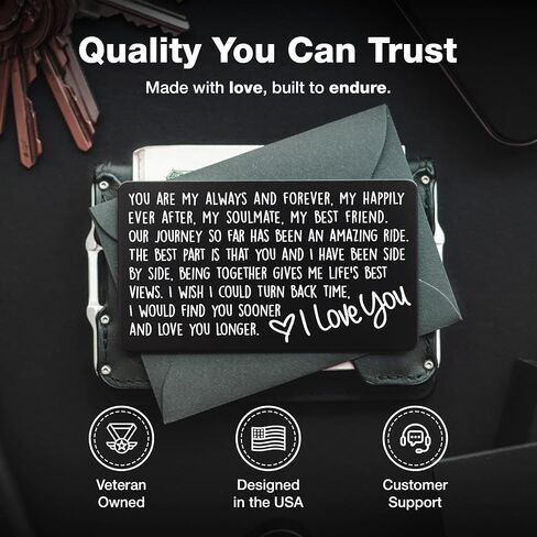 I Love You Card for Him Her | Engraved Aluminum Wallet Insert – “I Choose You" Gift for My Husband or Boyfriend, Perfect for Long Distance, Valentines, and Anniversaries in Kuwait