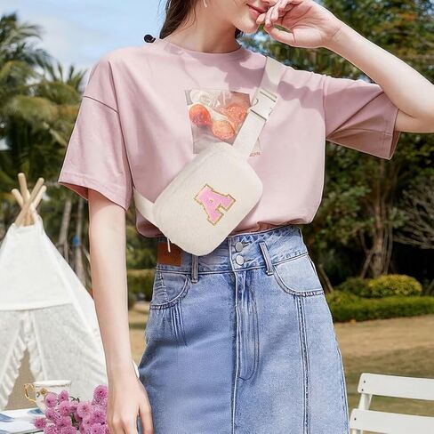 هدايا للفتيات المراهقات هدايا عيد ميلاد - هدايا شخصية للنساء، هدايا لصديقات الابنة والأخت، حقيبة بحزام من الصوف، حقيبة كروس أولية باللون الوردي A in Kuwait