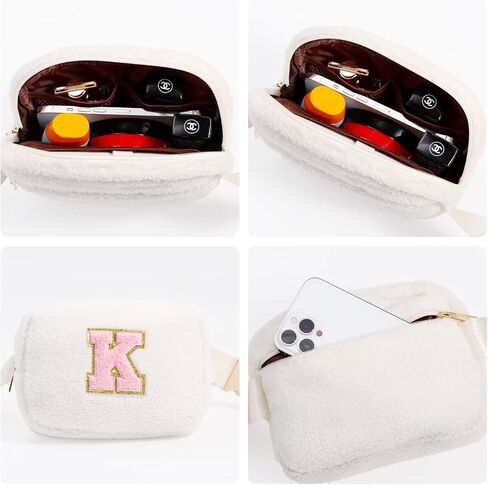 هدايا للفتيات المراهقات هدايا عيد ميلاد - هدايا شخصية للنساء، هدايا لصديقات الابنة والأخت، حقيبة بحزام من الصوف، حقيبة كروس أولية باللون الوردي A in Kuwait