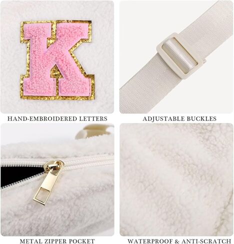 هدايا للفتيات المراهقات هدايا عيد ميلاد - هدايا شخصية للنساء، هدايا لصديقات الابنة والأخت، حقيبة بحزام من الصوف، حقيبة كروس أولية باللون الوردي A in Kuwait