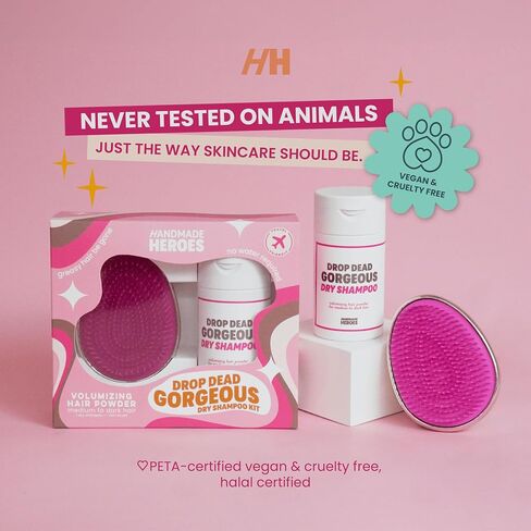 Handmade Heroes Non Aerosol Dry Shampoo Powder 1.8oz 100% Natural & Vegan Volumizing Powder For Dark Hair & Brunette Hair in Kuwait