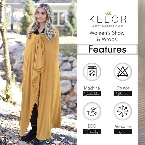 Luxury Cooling Travel Blanket - Stretchy, Lightweight Soft & Breathable Shawl Wraps for Women | Easy-Care, Perfect for Travel, Airplane Blanket or Women Shawl(Golden, Single-Sided) in Saudi Arabia