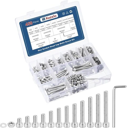 200pcs M3 Socket Head Cap Screws Bolts Nuts Assortment Kit - [M3x20/25/30/35mm] 304 Stainless Steel Allen Socket Drive for 3D Printer with Allen Wrench in Kuwait