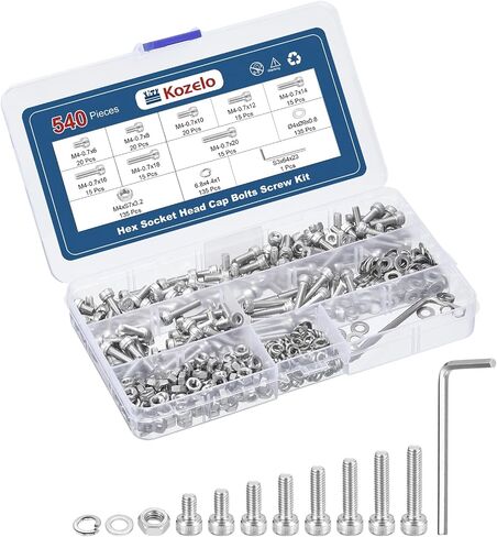 200pcs M3 Socket Head Cap Screws Bolts Nuts Assortment Kit - [M3x20/25/30/35mm] 304 Stainless Steel Allen Socket Drive for 3D Printer with Allen Wrench in Kuwait