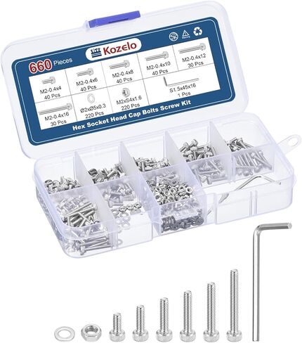 200pcs M3 Socket Head Cap Screws Bolts Nuts Assortment Kit - [M3x20/25/30/35mm] 304 Stainless Steel Allen Socket Drive for 3D Printer with Allen Wrench in Kuwait