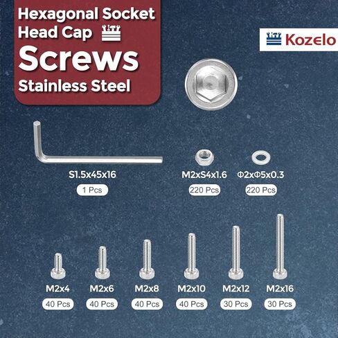 200pcs M3 Socket Head Cap Screws Bolts Nuts Assortment Kit - [M3x20/25/30/35mm] 304 Stainless Steel Allen Socket Drive for 3D Printer with Allen Wrench in Kuwait