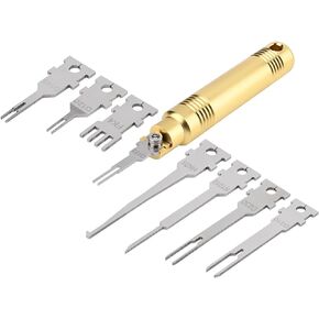 Electrical Pin Extractor Tool-Terminal Removal Tool with 8PCS Replacement Tips, Suitable for Metri Pack, AMP, Molex Connector, Universal Automotive Repair Terminal Release Tool