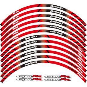 2D Printing 17 Inch Rim Motorcycle Front&Rear Edge Outer Rim Sticker Wheel Decals Water for CBR250RR CBR400RR CBR600RR CBR1000RR All Years (White)
